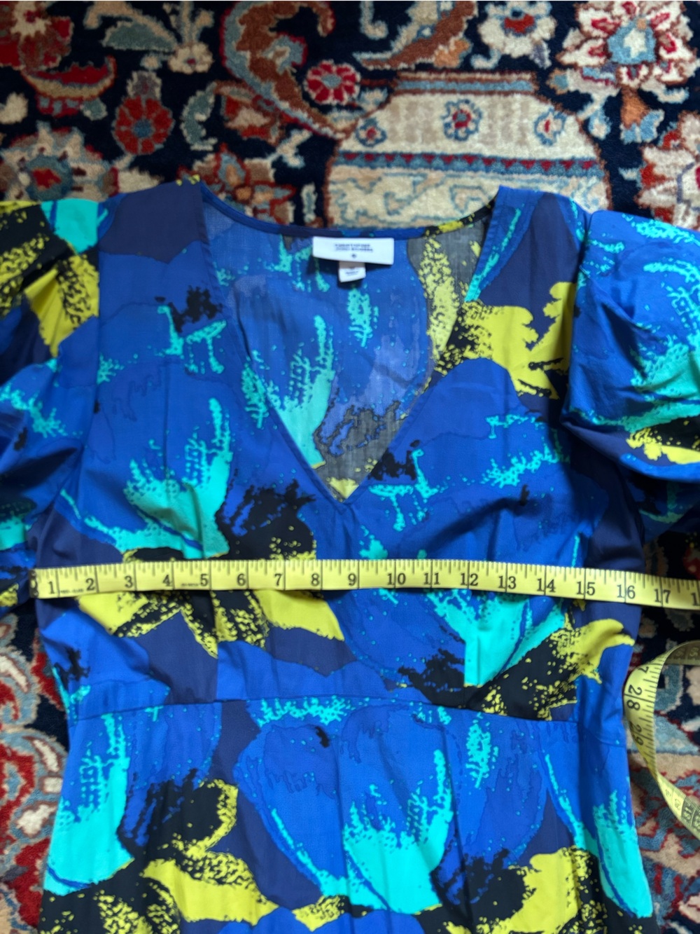 Christopher John Rogers Blue Maxi Dress with Yellow & Teal Print - Picture 8 of 8